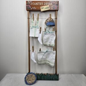Vintage "Country Dryer 10¢ a LOAD" Decorative Wall Hanging with Clothing & Pins
